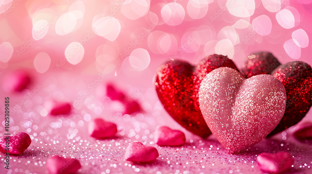 Valentine's day background with hearts and bokeh lights Valentine's day background with hearts and bokeh lights