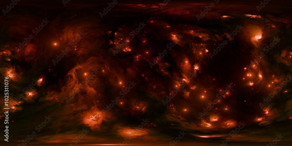 Naklejka premium Celestial HDRi Sphere – Glowing Nebula & Starscape