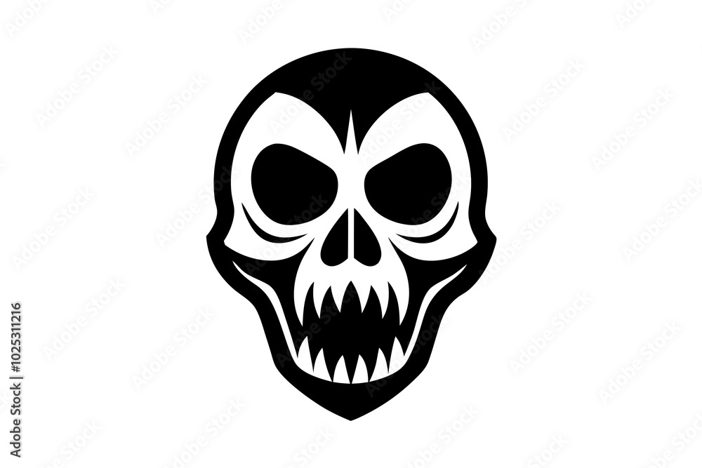 Vector Illustration of Scary Halloween Skull Icon on Transparent Background Vector Illustration of Scary Halloween Skull Icon on Transparent Background