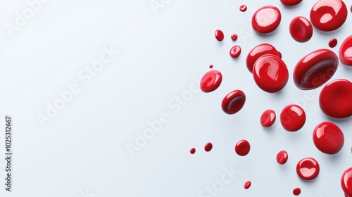 Minimalistic 3D illustration of red blood cells with some lighter-colored cells, representing anemia due to reduced erythrocytes and hemoglobin, on a plain background.