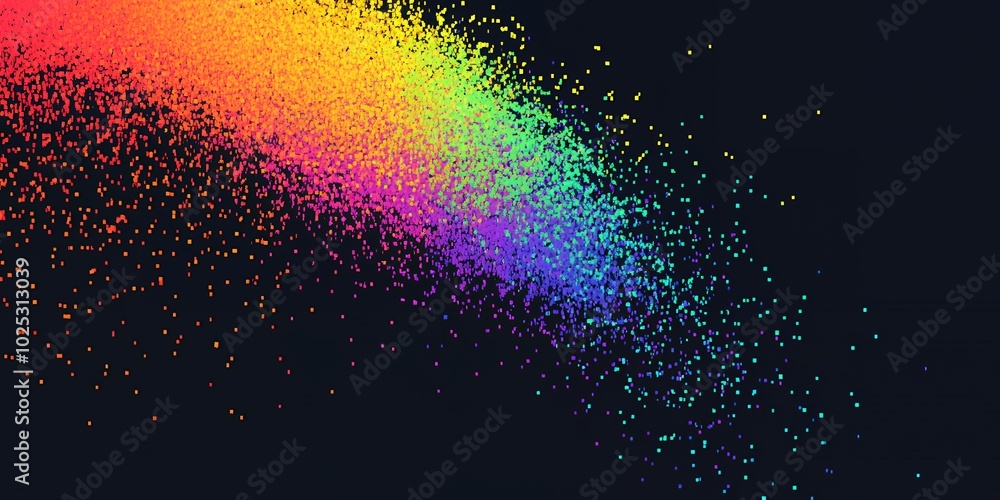 Fototapeta premium Rainbow glitter on black background.