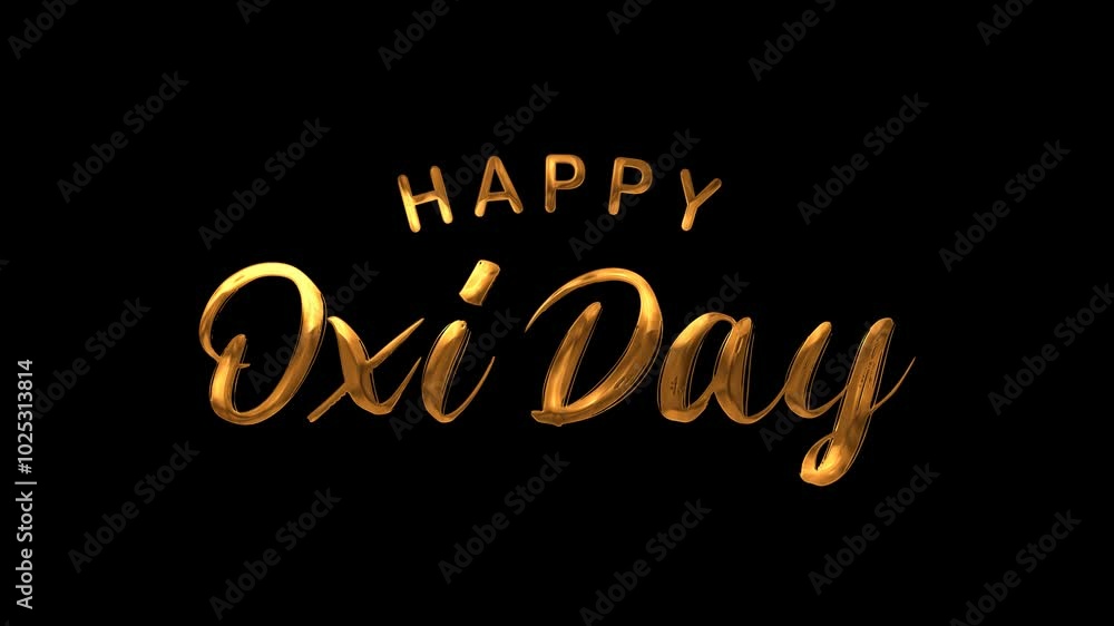 Happy Oxi Day Text Animation on Gold Color. Great for Oxi Day Celebrations, for banner, social media feed wallpaper stories.