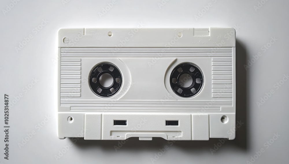 Obraz premium Close-up of white cassette tape isolated on white background 