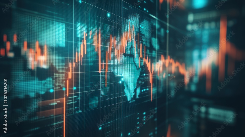 Global Financial Data Displayed on a Digital Screen Global Financial Data Displayed on a Digital Screen