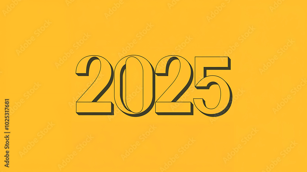 Bold black 2025 on yellow background, New Year celebration, optimism and hope.
Bold black 2025 on yellow background, New Year celebration, optimism and hope.