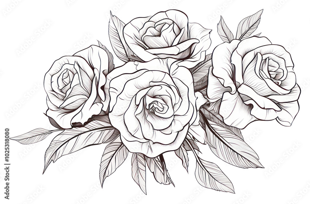 custom made wallpaper toronto digitalPNG Drawing sketch rose flower.