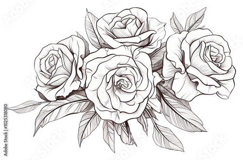 Wallpaper Mural PNG Drawing sketch rose flower. Torontodigital.ca