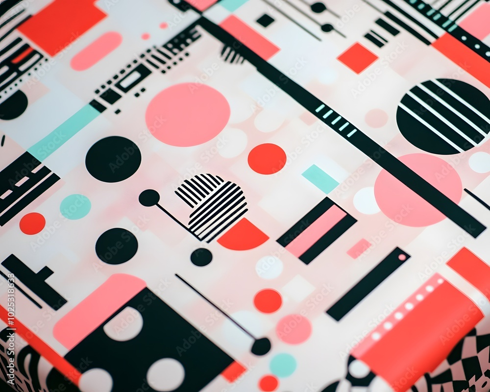 Vibrant geometric pattern featuring circles and lines in bold colors, perfect for modern design projects and creative applications. Vibrant geometric pattern featuring circles and lines in bold colors, perfect for modern design projects and creative applications.
