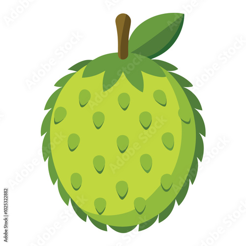 Soursop vector cartoon fruit illustration isolated on a white background.