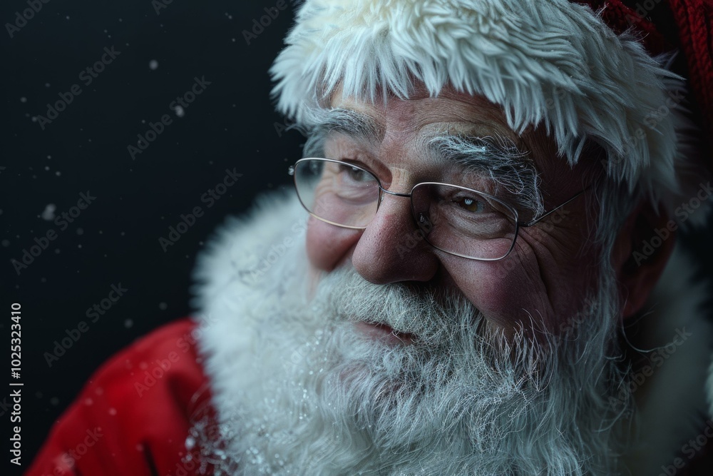 Obraz premium Authentic Santa Claus in classic red suit spreading Christmas joy and nostalgia with festive holiday spirit