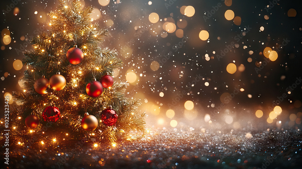 Elegant Christmas Tree Adorned With Glowing Lights Elegant Christmas Tree Adorned With Glowing Lights