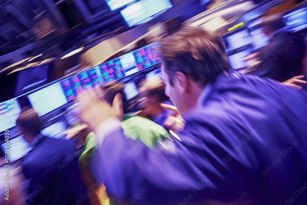 A bustling stock exchange floor filled with traders in colorful jackets, gesturing and shouting orders as they buy and sell stocks amidst the chaos of the trading floor A bustling stock exchange floor filled with traders in colorful jackets, gesturing and shouting orders as they buy and sell stocks amidst the chaos of the trading floor