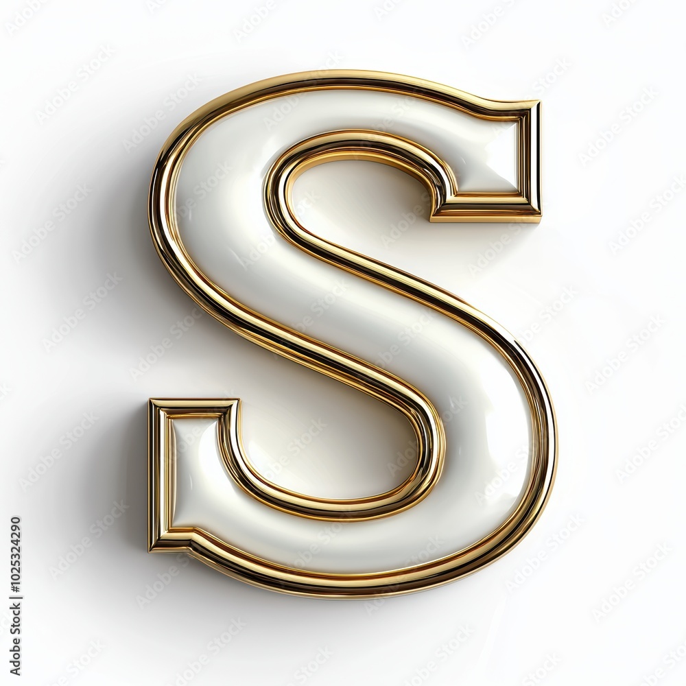 Elegant Gold Letter S with Glossy Finish Elegant Gold Letter S with Glossy Finish