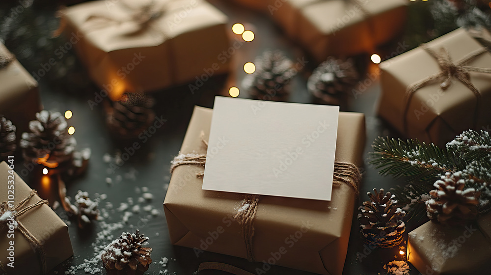 Festive Winter Workspace and Card Mockup Festive Winter Workspace and Card Mockup