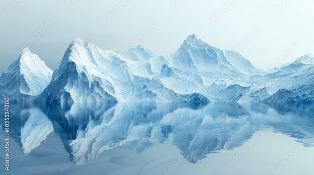 Obraz premium Serene abstract icy landscape reflection creating a tranquil and ethereal atmosphere for versatile commercial use