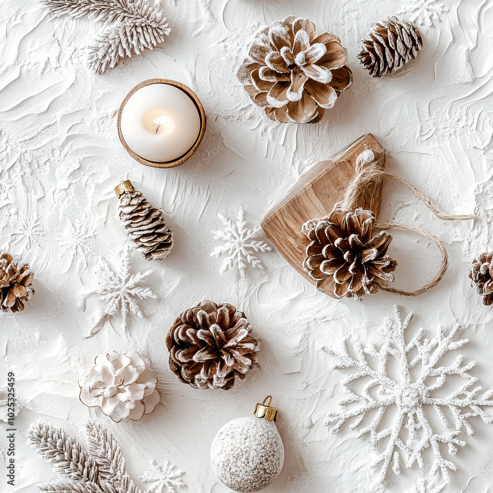 Y2K Christmas Decor on White Texture Y2K Christmas Decor on White Texture