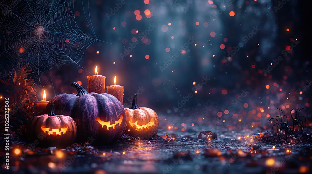 Elegant Halloween Backdrop: Pumpkins and Candles