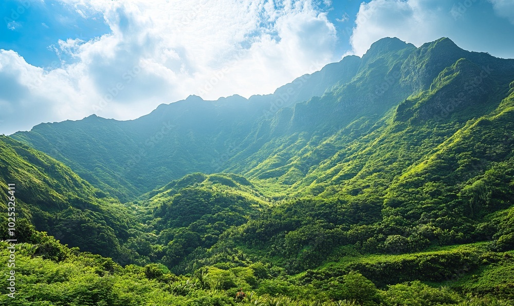 Fototapeta premium Majestic mountainous terrain covered with greenery