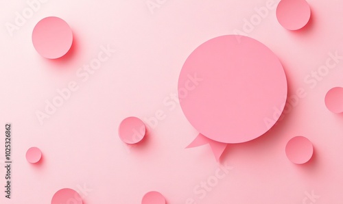Handmade pink paper cut out dot background with speech bubble
