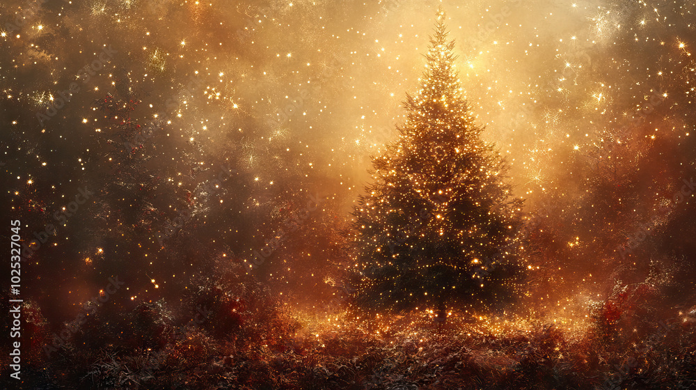 Elegant Christmas Tree Adorned With Warm Lights Elegant Christmas Tree Adorned With Warm Lights