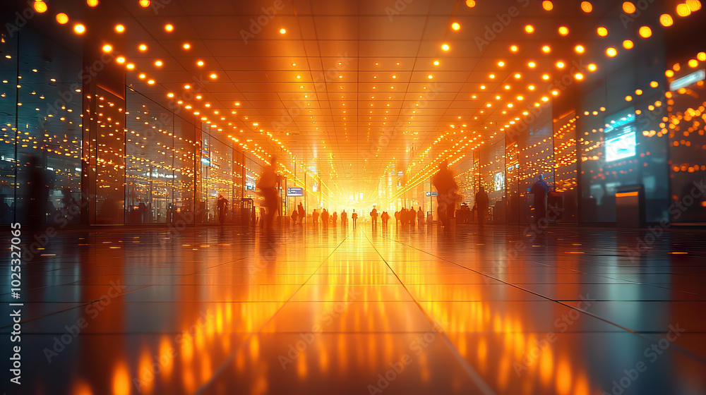 Golden Glow at Busy Airport Gate Golden Glow at Busy Airport Gate
