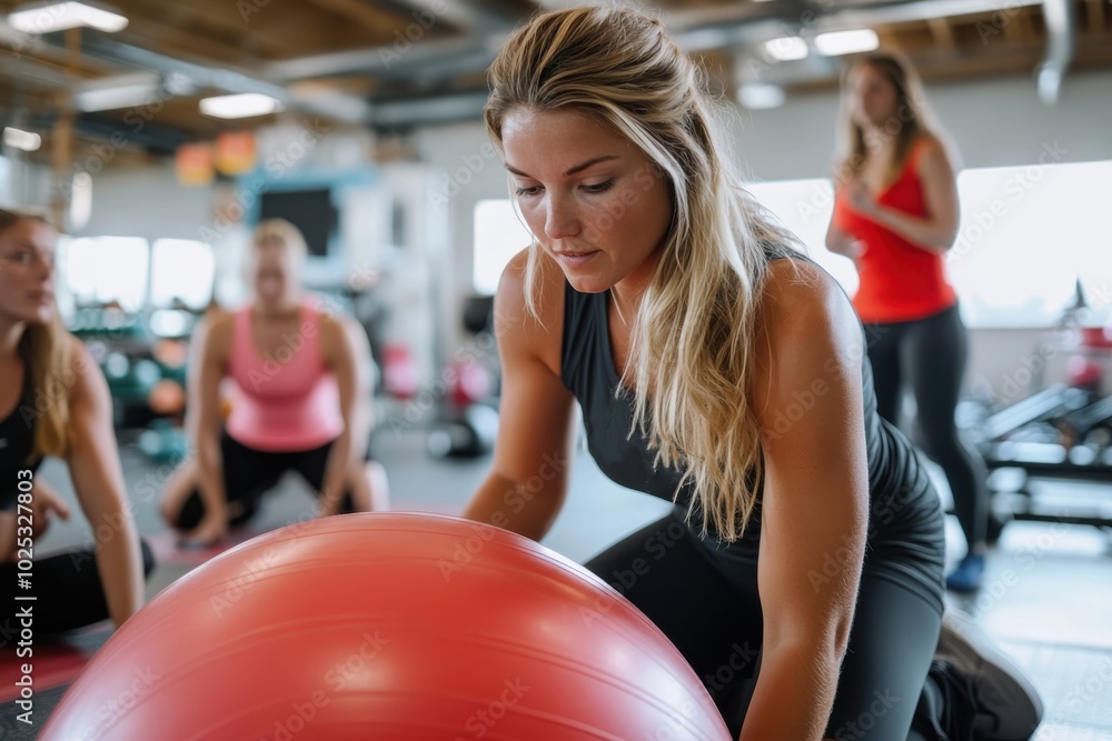 A woman is centered in a gym setting focusing on her fitness routine, highlighting dedication to health and wellness as she works with gym equipment. A woman is centered in a gym setting focusing on her fitness routine, highlighting dedication to health and wellness as she works with gym equipment.