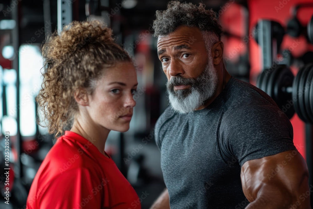 A male and female athlete intensely focusing on their powerlifting training at the gym, demonstrating strength, discipline, and concentration in their workout routine. A male and female athlete intensely focusing on their powerlifting training at the gym, demonstrating strength, discipline, and concentration in their workout routine.