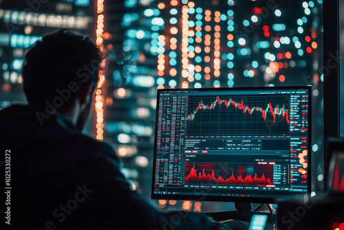 A financial analyst giving a presentation on stock market trends and economic indicators, sharing insights and forecasts with investors and stakeholders photo