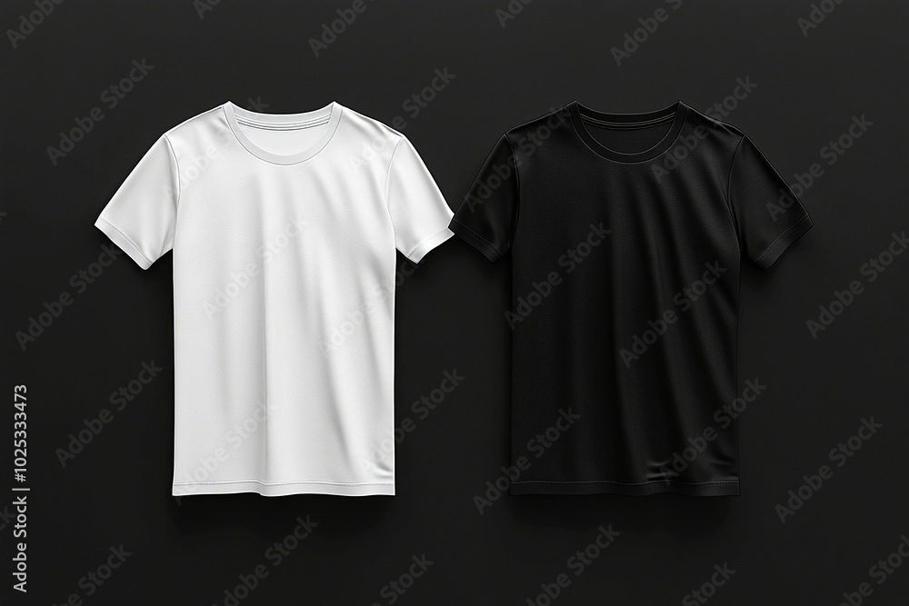 Black and White T-shirt Branding Mockup featuring front and back views for customizable apparel branding and promotional use Black and White T-shirt Branding Mockup featuring front and back views for customizable apparel branding and promotional use