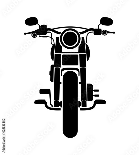 Front look of big motorbike. Motorbike silhouette vector. 