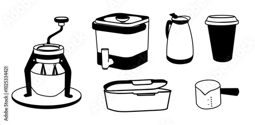 Coffee Set Illustration | Minimalist Doodle Vector for Café and Coffee-Themed Designs Coffee Set Illustration | Minimalist Doodle Vector for Café and Coffee-Themed Designs