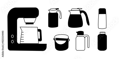 Coffee Set Illustration | Minimalist Doodle Vector for Café and Coffee-Themed Designs Coffee Set Illustration | Minimalist Doodle Vector for Café and Coffee-Themed Designs