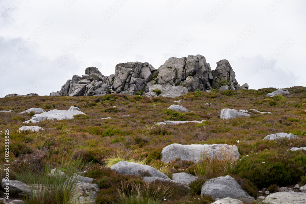 Walking on Barden fell in summer, a rock landscape, Yorkshire dales, England Walking on Barden fell in summer, a rock landscape, Yorkshire dales, England