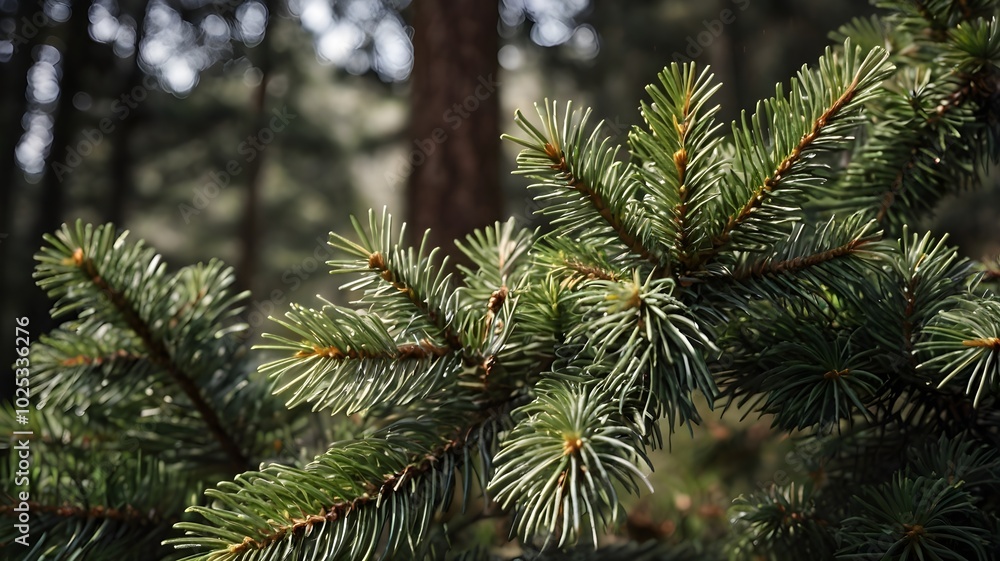 Spruce branches in the forest. Christmas background. Nature, Christmas and new year illustration Spruce branches in the forest. Christmas background. Nature, Christmas and new year illustration