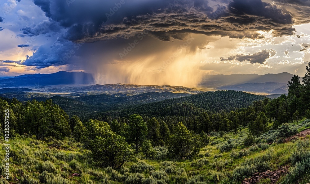 Panorama view of a rain squall approaching Panorama view of a rain squall approaching