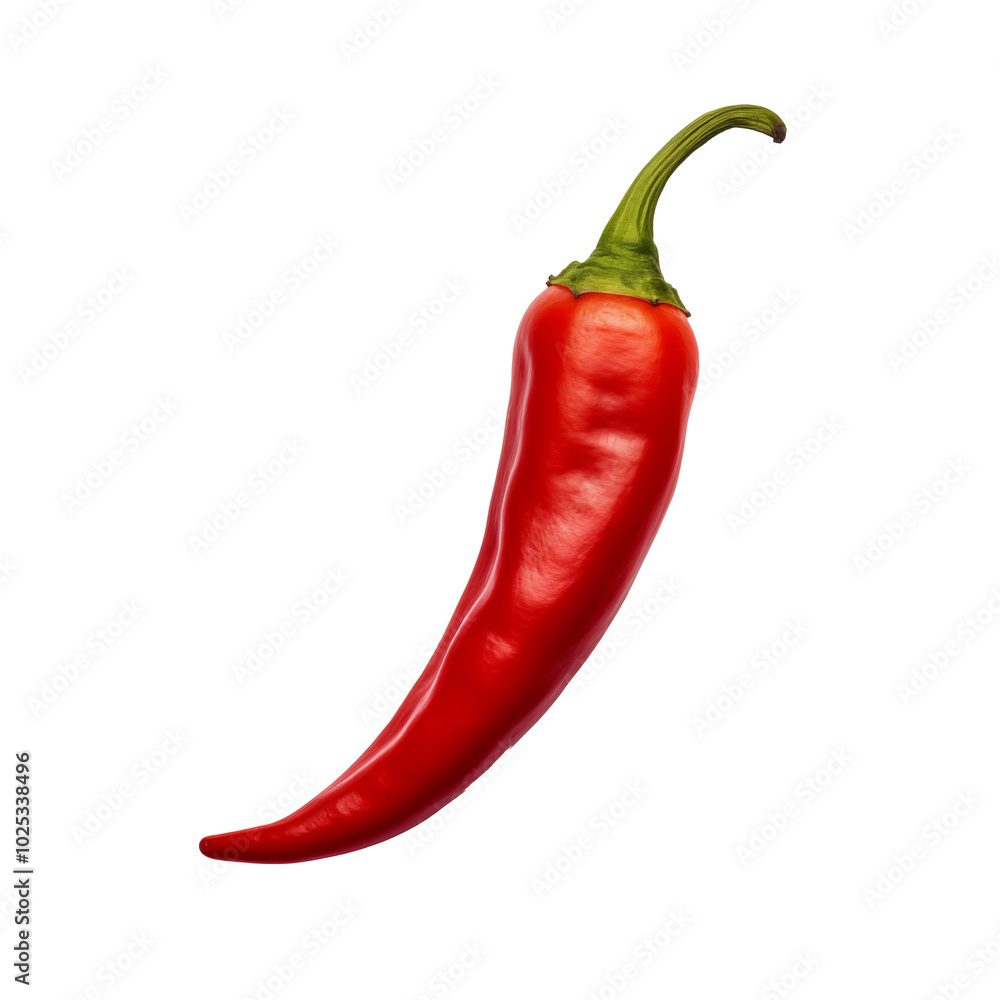A vibrant red chili pepper with a glossy texture and green stem, isolated on a transparent background, showcasing its fresh and spicy appearance. A vibrant red chili pepper with a glossy texture and green stem, isolated on a transparent background, showcasing its fresh and spicy appearance.