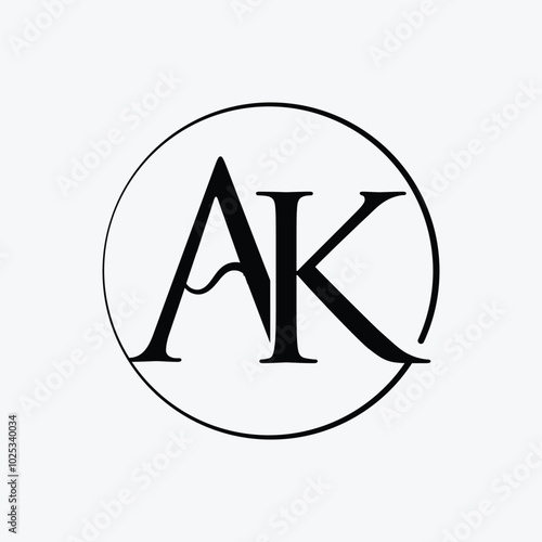 AK Luxury Wedding Logo Design Badge Vector