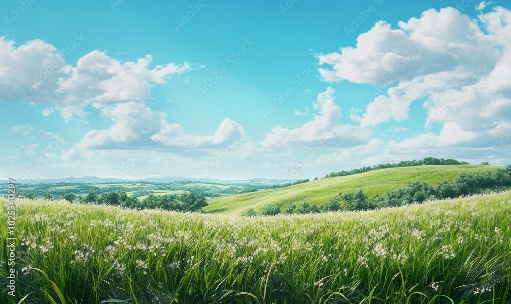 Landscape of high grass and blue sky Landscape of high grass and blue sky