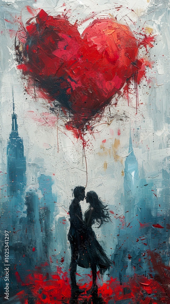 Love in the City: A Romantic Painting Love in the City: A Romantic Painting