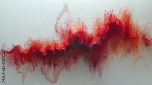 Abstract Watercolor Background with Flowing Red, Orange Ink Mixing, Creating Abstract, Fluid Shapes,