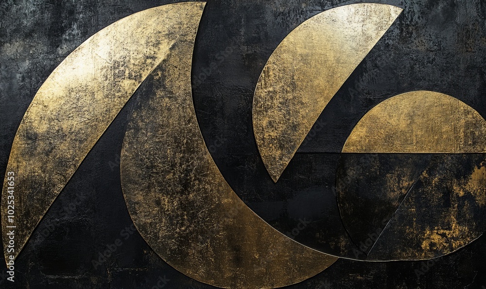 Geometric shapes in metallic gold contrast against a rich dark backdrop, creating a striking modern design ideal for various artistic applications Geometric shapes in metallic gold contrast against a rich dark backdrop, creating a striking modern design ideal for various artistic applications