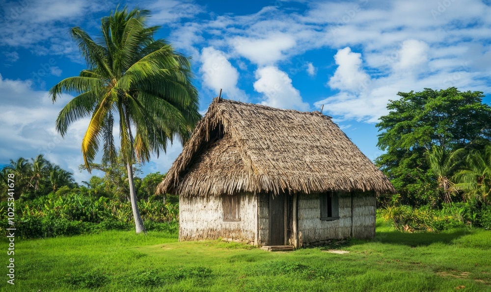 Hut in front of