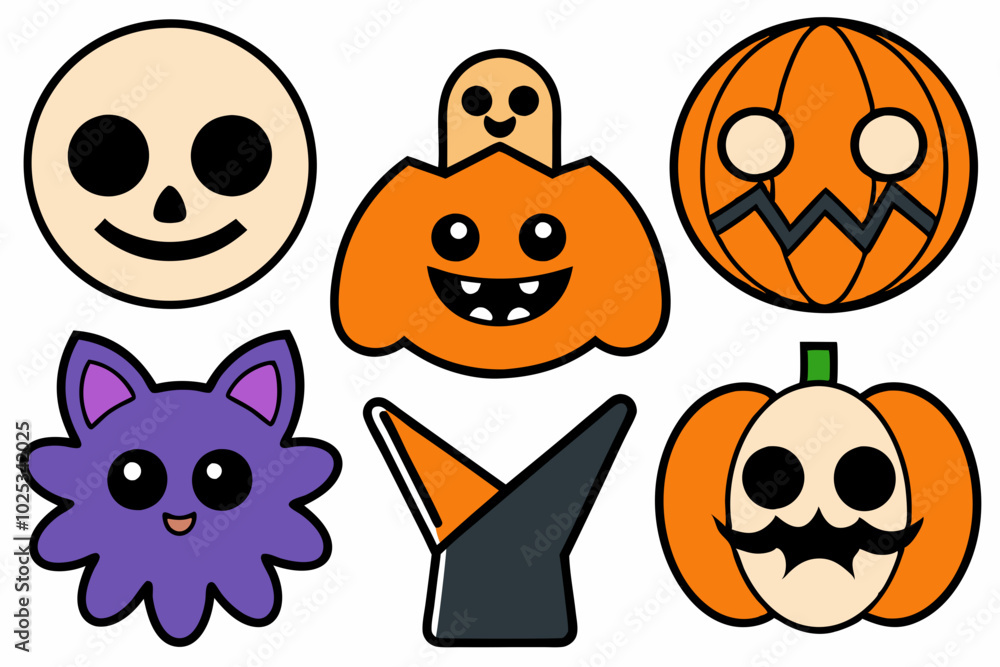 Obraz premium Retro Halloween Clipart Icons Set | Vector Art and Sublimation Designs.with white background