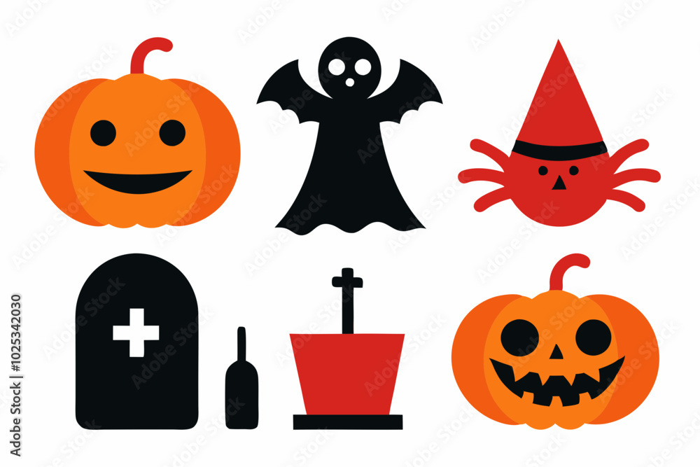 Retro Halloween Clipart Icons Set | Vector Art and Sublimation Designs.with white background Retro Halloween Clipart Icons Set | Vector Art and Sublimation Designs.with white background