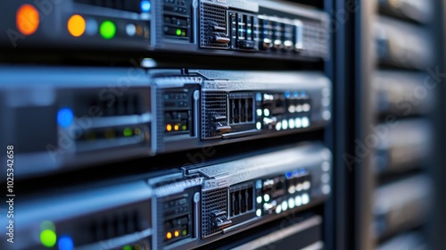 Close-up of Server Racks in a Data Center