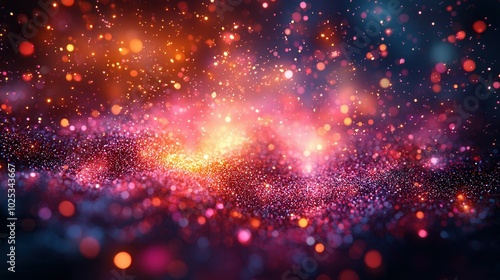 An abstract colorful background filled with sparkling lights and glittering particles, creating a visually stunning and vibrant scene.