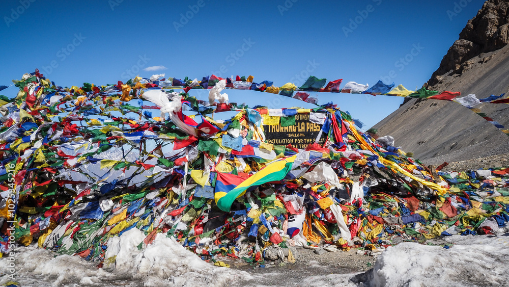 The landscape on the Annapurna Circuit hiking route in Nepal The landscape on the Annapurna Circuit hiking route in Nepal