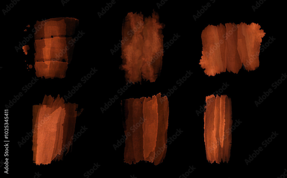 Fototapeta premium brown xray color brush stroke collection, isolated, shapes and blob, stylized paint