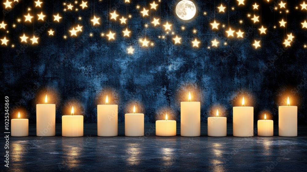 Soft Glow of Candles Under Starry Night Sky Soft Glow of Candles Under Starry Night Sky