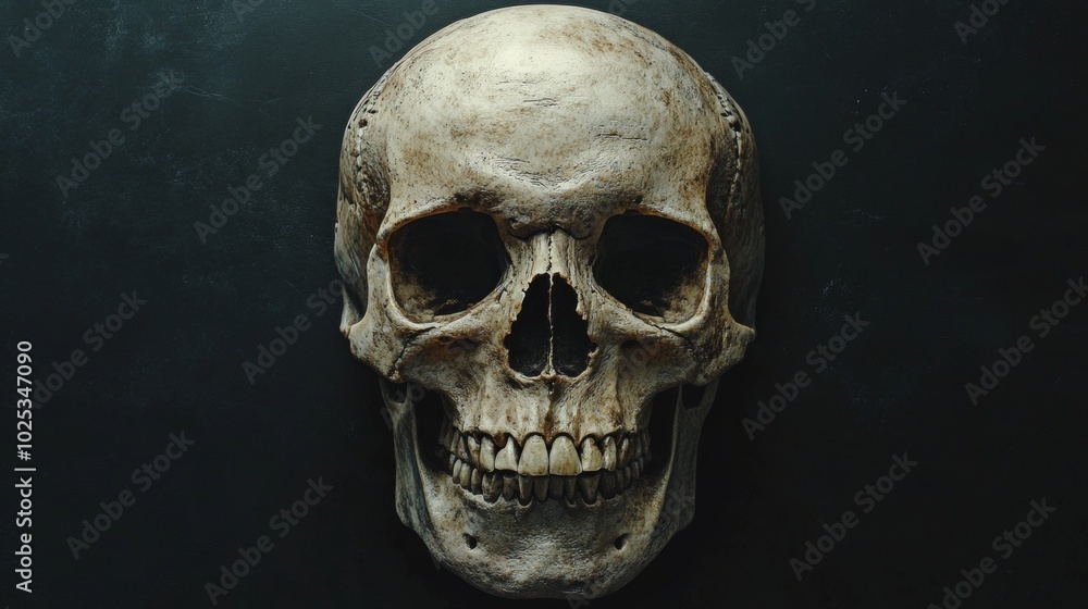 A skull is shown in a black background A skull is shown in a black background